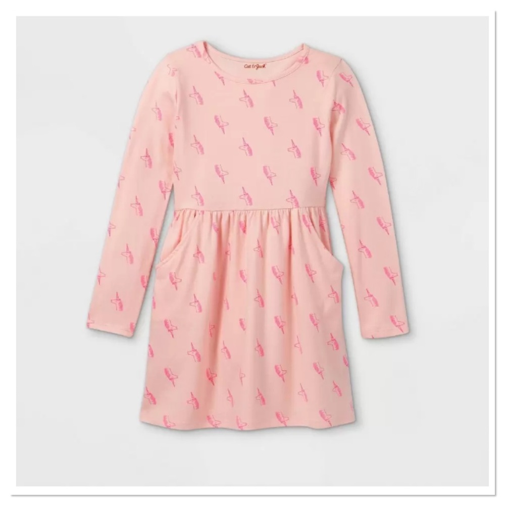 Girls Printed Pink Unicorn Knit Dress Cat & Jack